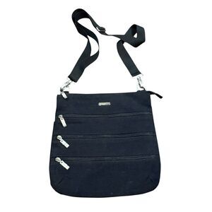 Baggallini Black Nylon Crossbody Bag Multi Pocket Purse Organizer Lightweight
